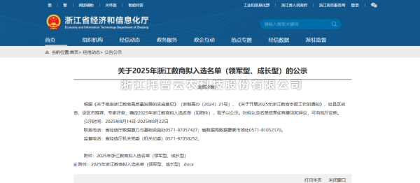喜讯！大红鹰娱乐官网入选2025年“领军型”浙江数商名单