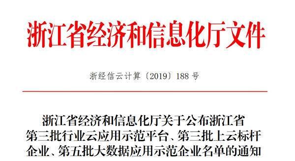 大红鹰娱乐官网入选浙江省第三批上云标杆企业名单